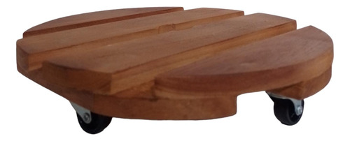 Suporte Para Vaso De Planta Redondo Com Rodinhas 35 Cm Marrom-claro Lisa