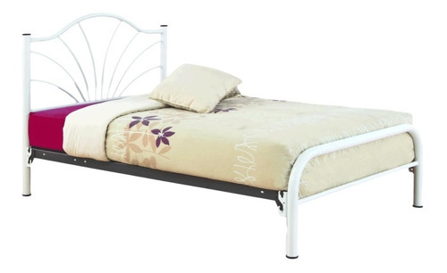 Cama clásica CL Muebles 381T individual color blanco fabricada en tubular acero inoxidable