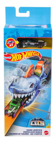 Hot Wheels Lanzador De Tiburon + 1 Carrito - Juguete Niño