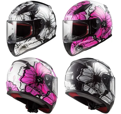 Casco Moto Ls2 Mujer Dama Integral Ff 353 Poopies Rosa Liviano El