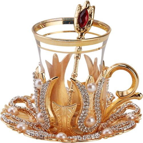 Vasos De Té Turcos Bosphorus, 100ml, Con Cucharas, 6 Piezas