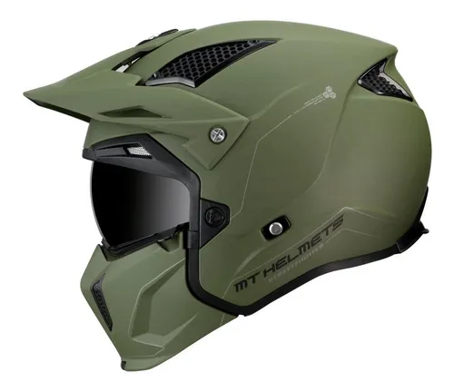 Órgano digestivo Pompeya cortar Casco Moto Modular Mt Streetfighter Solid Verde Mate Dafy