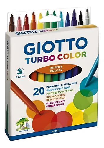 Marcadores Turbocolor Set X 20 Colores Giotto 