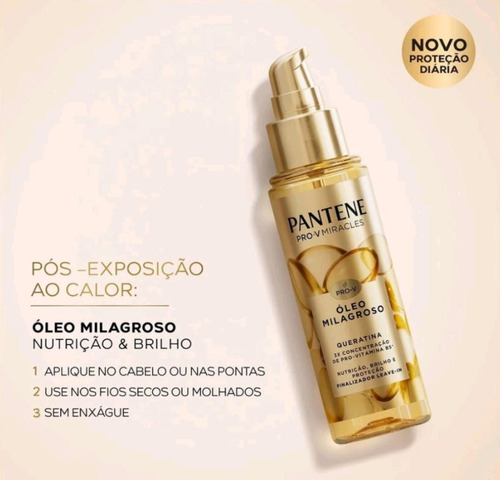 Kit Pantene Queratina Shampoo 510ml+ Cond. 250ml + Óleo 95ml