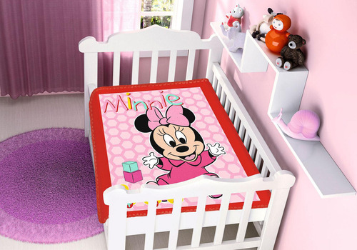 Cobertor Bebê Disney Minnie Patinhos Vermelho 90x110cm
