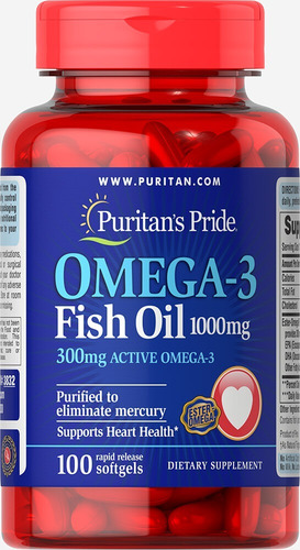 Omega 3 Fish Oil 1.000 Mg Puritan´s Pride 100 Softgels