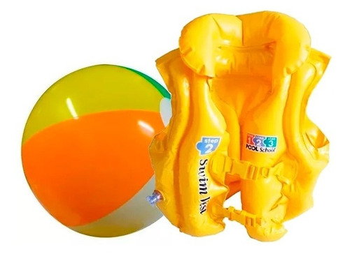 Combo Chaleco Inflable + Pelota De Playa Ideal Niños Verano