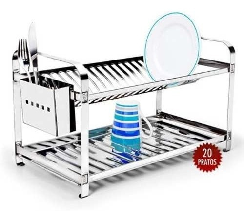 Escorredor Louça Mak Inox 20 Pratos *** Nâo Enferruja ***