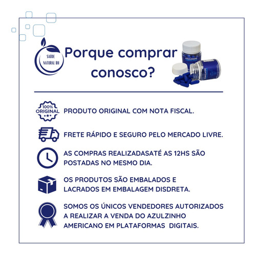 Azulzinho Americano 180 Cápsulas - Kit 3 Potes Original