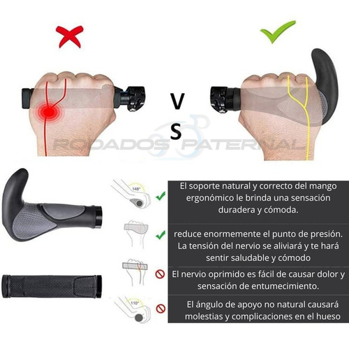 Imagen 3 de 7 de Puño Manopla Bicicleta Mtb Ergonomicos Alargue Comodo Goma
