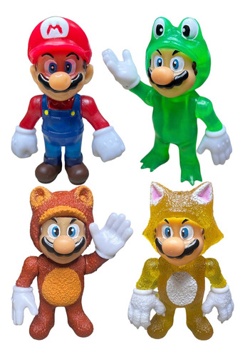 Muñecos  Super Mario Bros Con Luz Led Articulados 12 Cm Alto