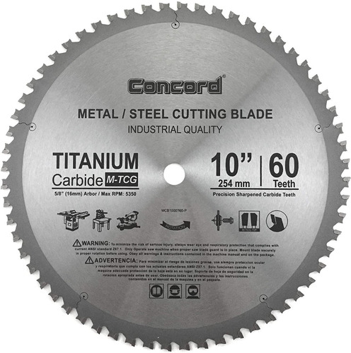 Imagen 1 de 1 de Disco Concord Sierra De 10 Pulgadas 60 Dientes Para Metal