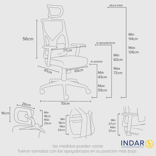 Imagen 3 de 9 de Silla De Oficina Indar Cool Xxl Reforzada Para 230kg