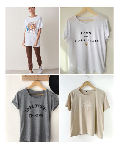 Pack 10 Remeras Algodon Surtidas Estampadas Mujer