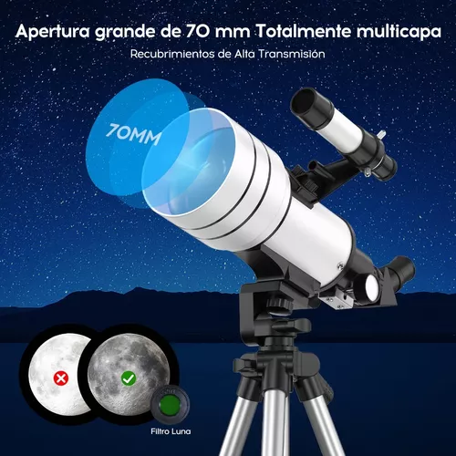  Telescopio astronómico monocular profesional - Telescopio al  aire libre Refractive Space Monocular F30070M 150X Travel Spotting Alcance  con trípode portátil : Electrónica