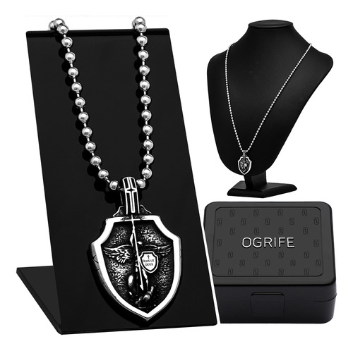 Corrente Masculina Arcanjo São Miguel Prata J-1488 Aço Inox