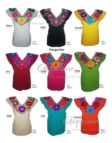 Lote 10 Blusas Bordadas Artesanales Chiapaneca Varias Tallas