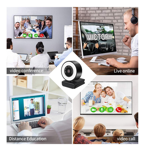 Cámara Web 2k Con Anillo De Enfoque Fijo De 1080p