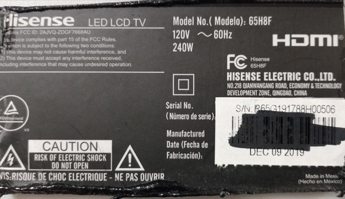 Botonera Y Modulo Wifi Hisense 65h8f 1187373 2ajv0 (Usado)