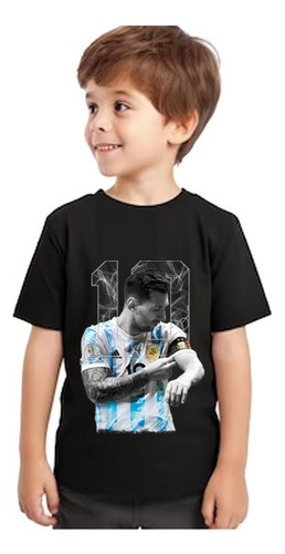 Camiseta Algodón Messi Capitán Para Niño Unisex Dtf