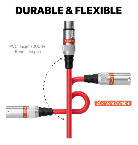 Cable Ebxya Xlr De 20 Pies Y 6 Paquetes De Colores - Cable D