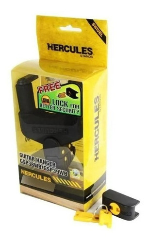 Suporte P/ Guitarra De Parede Com Trava Ags Hercules Gsp38wb Cor Preto