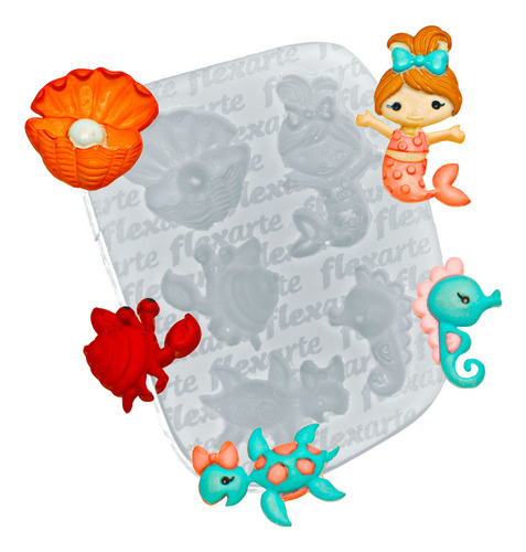 Molde De Silicone 915 Fundo Do Mar Baby Verão - Flexarte