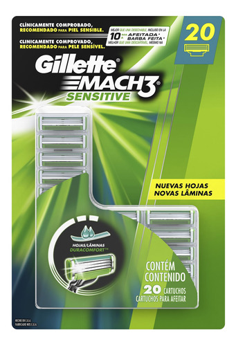 Carga para lâmina de barbear Gillette Mach3 Sensitive 20 u