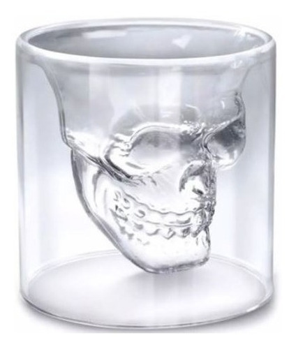 Vaso Grande Whiskero Calavera De Cristal Doble Fondo (pz)