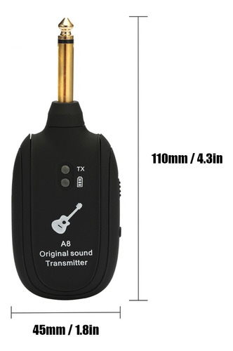 Conjunto Transmisor Y Receptor De Guitarra Inalámbrico A8 Uh