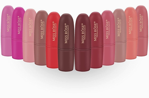 Labial Mate De Miss Rose 12 Pcs Set Original