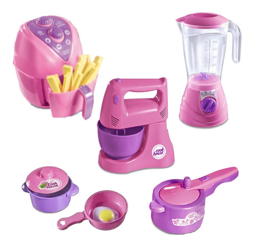 Cozinha Infantil Completa Air Fryer Liquidificador Batedeira