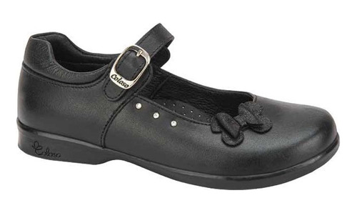 Zapato Escolar De Piel Con Moño Coloso Negro Niña 3201