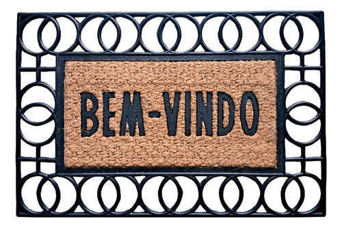 Capacho Fibra De Coco Tapete Emborrachado Frame 60x40cm Uzoo Desenho Do Tecido Circulos