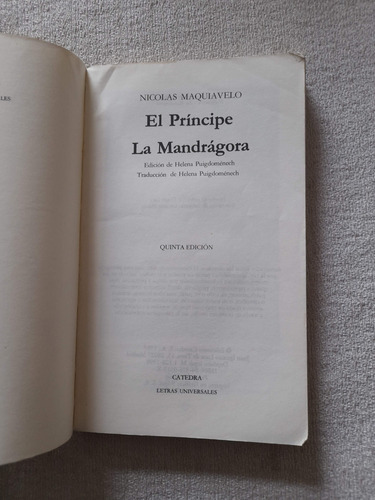 El Principe - La Mandragora - Nicolas Maquiavelo - Catedra (Usado)