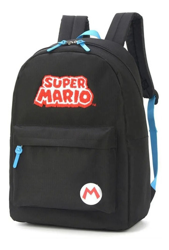 Mochila Super Mario Bros Costas Juvenil Meninos Tam G Preto