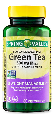 Green Tea 500 Mg, 60 Cápsulas Spring Valley Vegetales