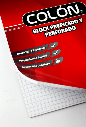 Block Colón Cuadriculado Tamaño Carta Prepicado 80 Hjs