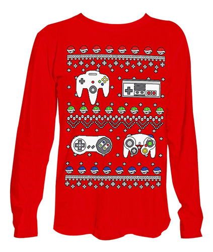 Playera Manga Larg Ugly Christmas Sweater Video Juegos Gamer