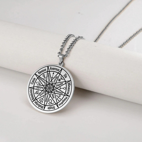 F Colar Pentagrama Wicca Símbolo Kabbalah Amuleto Inoxidável