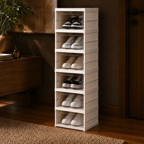 Sapateira Vertical Empilhavel Caixa Sapato Tenis 6 Andares Cor Branco