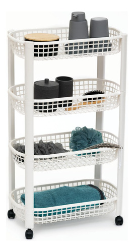 Carrito Organizador De Plástico 4 Niveles Blanco