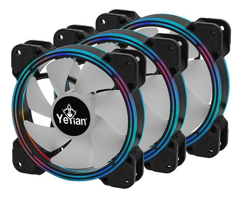 Kit 3 Ventiladores Yeyian Argb Gamer Typhoon Ycf-3kfs-01