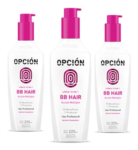 Crema Sin Enjuague 10 En 1 Opción Bb Hair Pack X 3 Unidades 