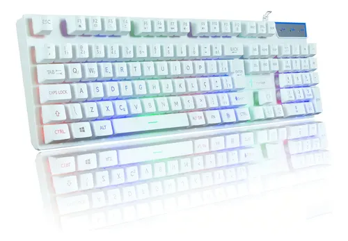 Teclado Gamer Semi-mecânico Titorion Branco Rgb Usb Português Anti-ghosting Português Brasil