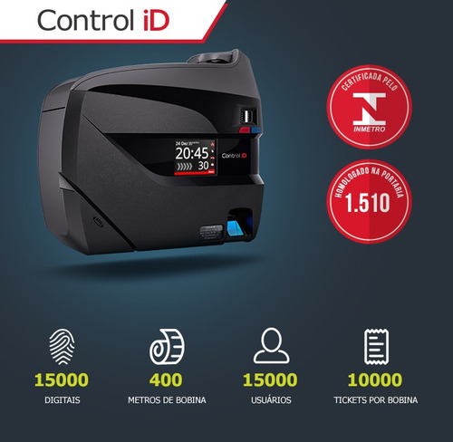 Relógio Ponto Control Id Id Class Bio C/ Software Secullum 4