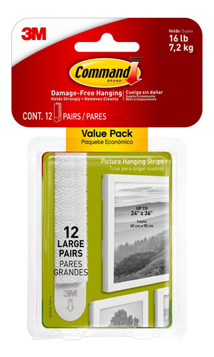 Pack De 12 Pares De Tiras Para Colgar Cuadros Command,