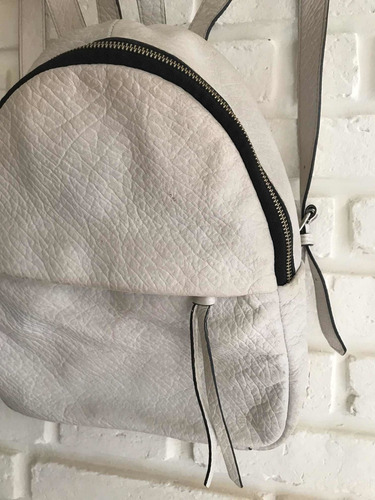 Mochila Prune! Cuero Vacuno Blanco! Tendencia!