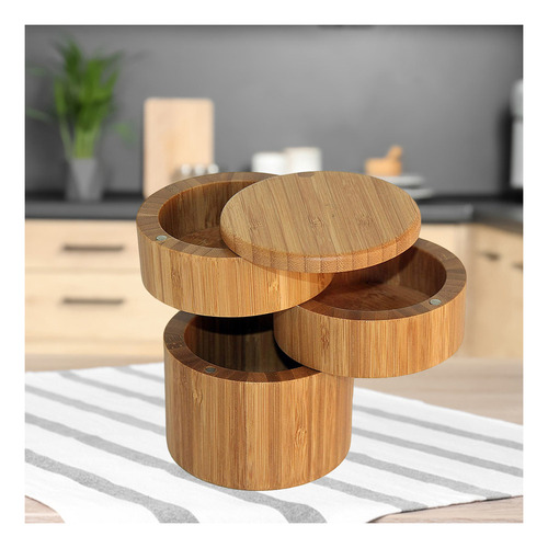 A Cocina Bambú Especias Caja De Almacenamiento Especias Y
