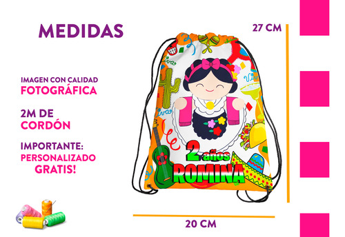 Morralitos Cumple Recuerdo Fiesta Mexicana Personalizado 50u